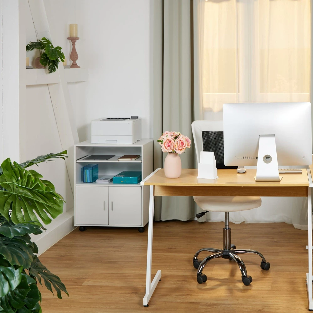 Relaxdays Mobilus biuro stovas su klaviatūros stalčiumi
