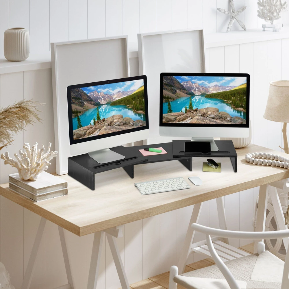 Laikiklis Relaxdays Juodas monitoriaus stovas 2 monitoriams