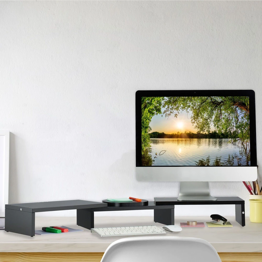 Laikiklis Relaxdays Juodas monitoriaus stovas 2 monitoriams