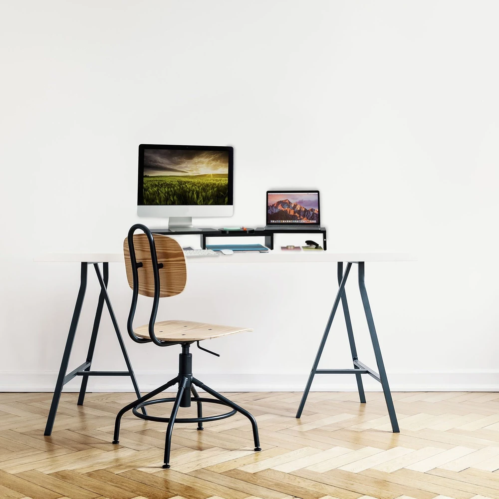 Laikiklis Relaxdays Juodas monitoriaus stovas 2 monitoriams
