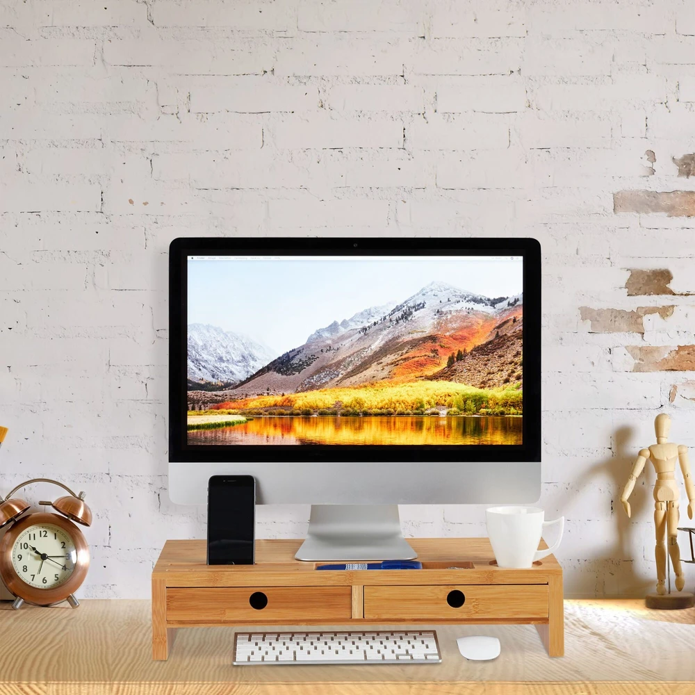 Laikiklis Relaxdays Monitoriaus stovas, 12x56x27 cm, rudas