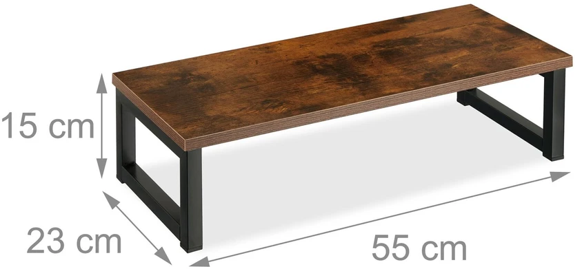 Laikiklis Relaxdays Monitoriaus stovas, 15x40x23 cm, ruda, juoda