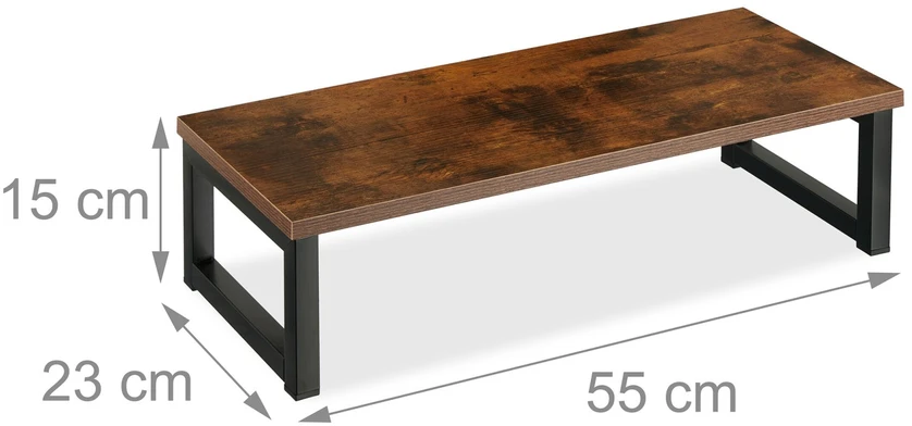 Laikiklis Relaxdays Monitoriaus stovas, 15x40x23 cm, ruda, juoda