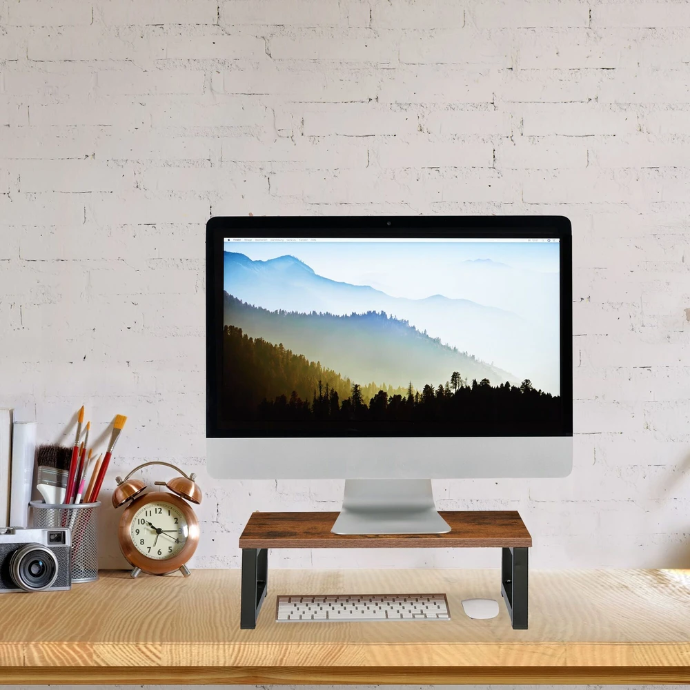 Laikiklis Relaxdays Monitoriaus stovas, 15x40x23 cm, ruda, juoda