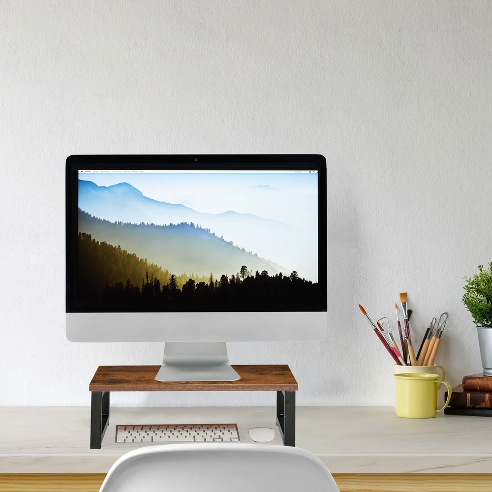 Laikiklis Relaxdays Monitoriaus stovas, 15x40x23 cm, ruda, juoda