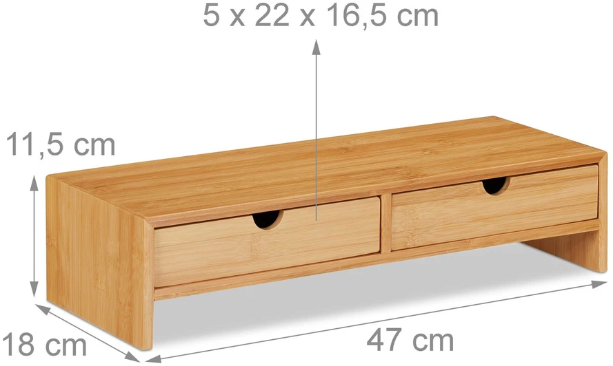 Laikiklis Relaxdays Monitoriaus stovas, bambukas, 11.5x47x18 cm, natūralus