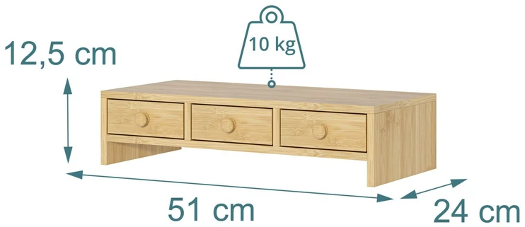 Relaxdays Monitoriaus stovėtojas, 3 stalčiai