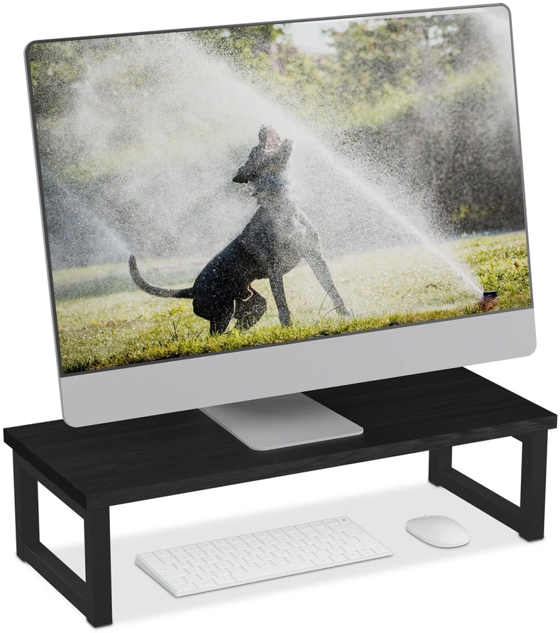 Laikiklis Relaxdays Monitoriaus stovėtojas, pramoninio stiliaus, 15x55x23 cm, juodas