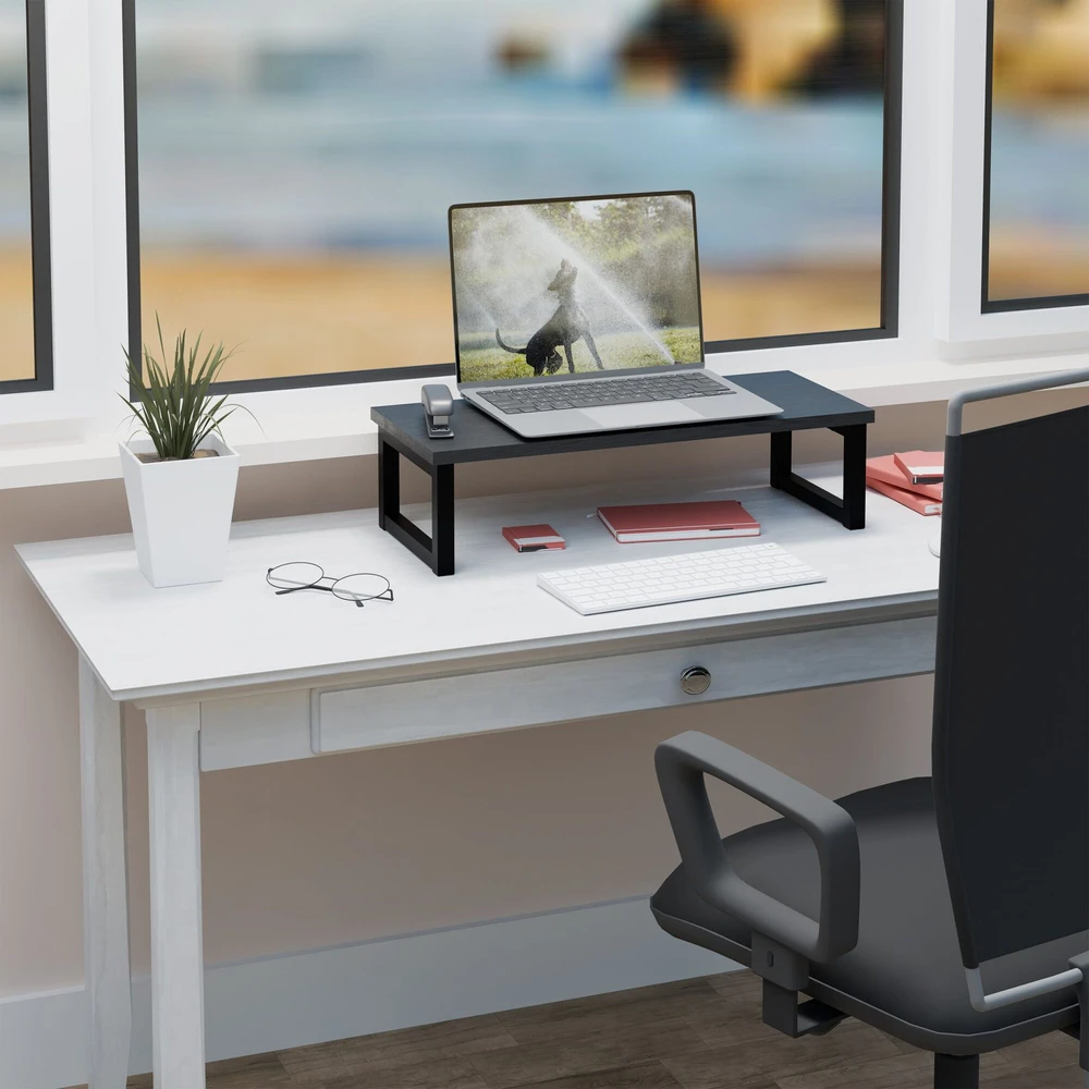 Laikiklis Relaxdays Monitoriaus stovėtojas, pramoninio stiliaus, 15x55x23 cm, juodas