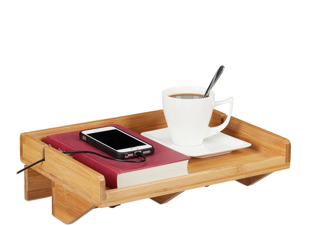 Relaxdays Bambukinė lentynėlė prie lovos