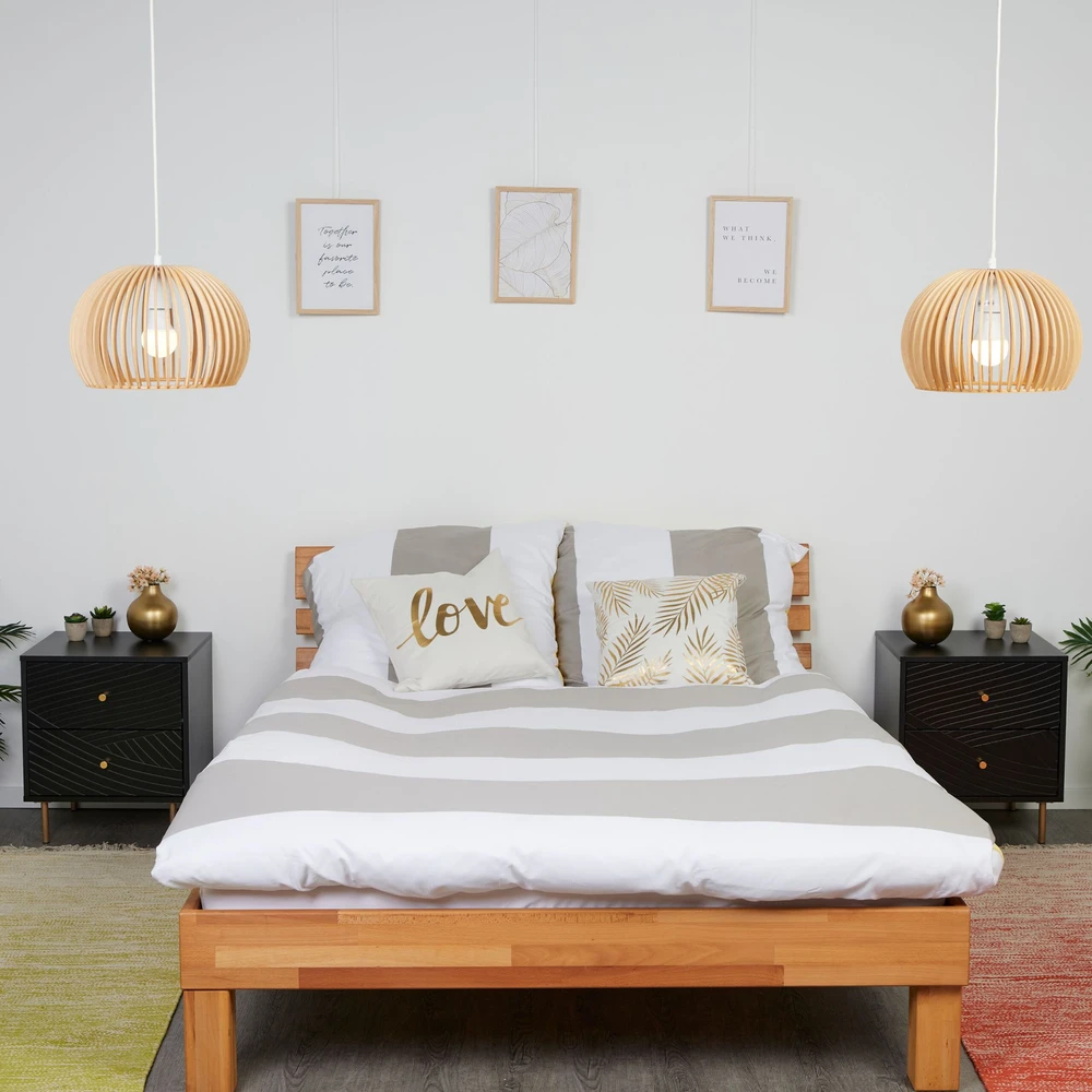 Relaxdays Juoda naktinė spintelė su 2 stalčiais