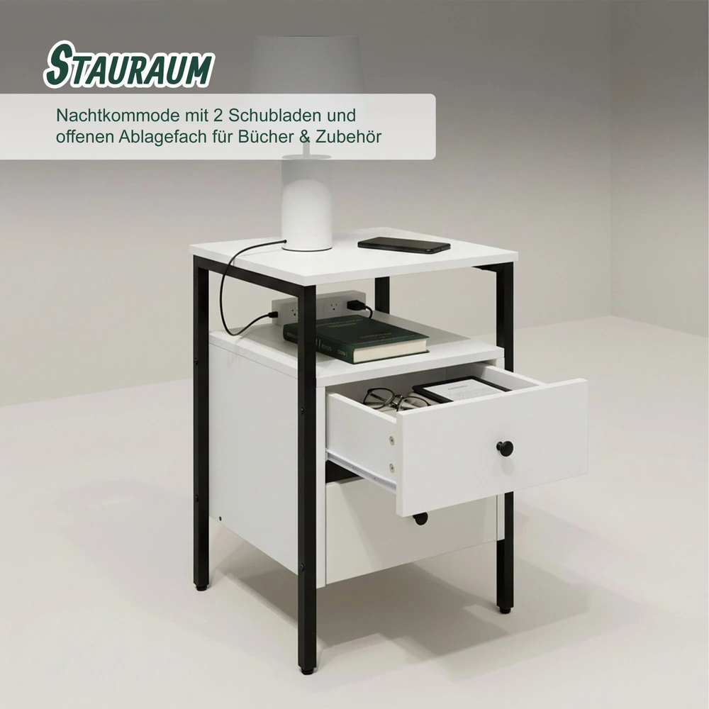 Relaxdays Naktinis staliukas su 2 stalčiais