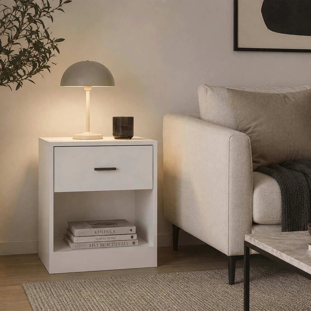Relaxdays Naktinis staliukas su stalčiumi