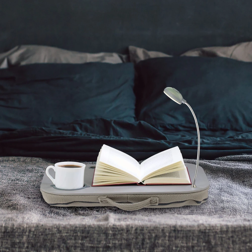 Relaxdays Pilkas nešiojamojo kompiuterio padėklas ant kelių su šviesa