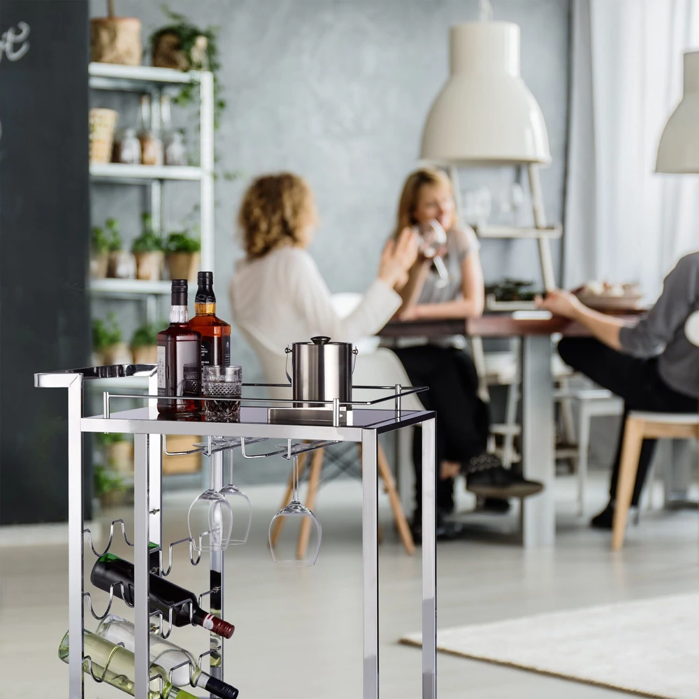 Relaxdays Stiklinis serviravimo vežimėlis