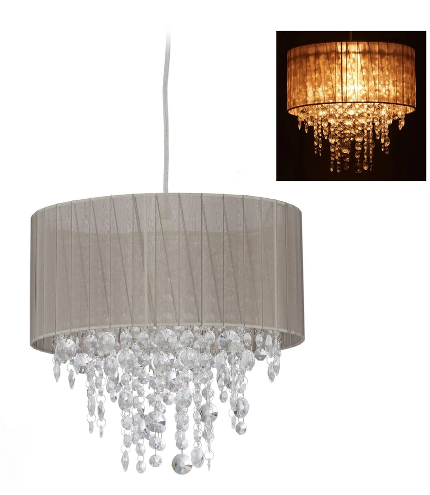 Relaxdays Pakabinamas šviestuvas Organza Crystal