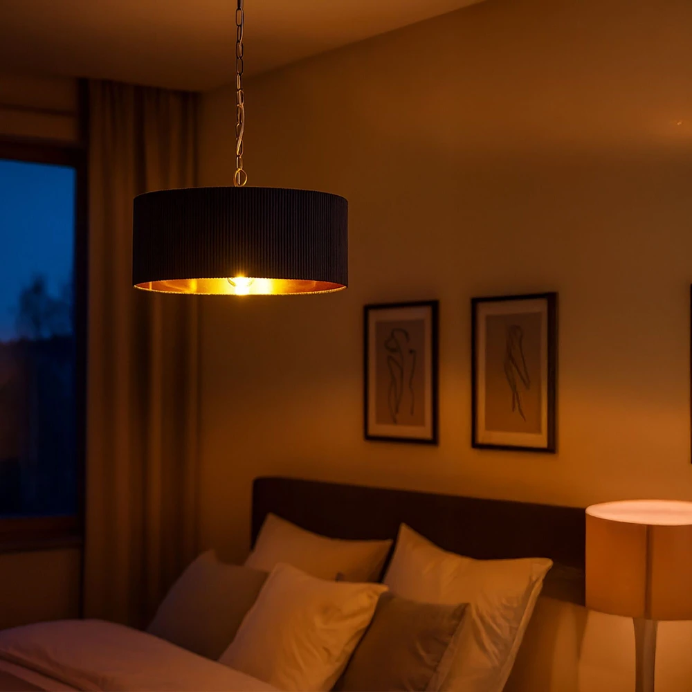 Relaxdays Pakabinamas šviestuvas su medžiaginiu gaubtu
