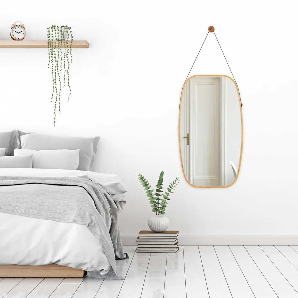 Relaxdays Ovalus pakabinamas veidrodis su dirželiu