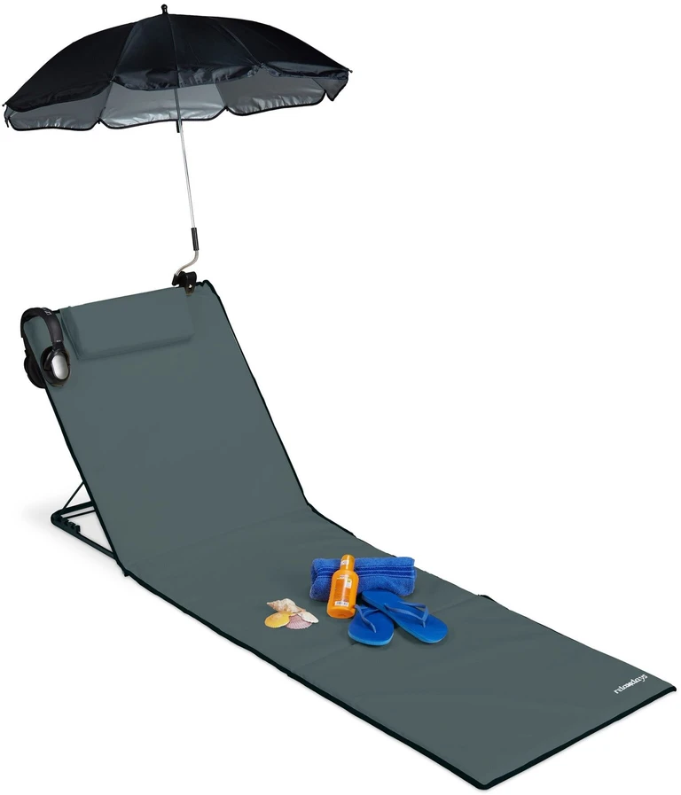 Relaxdays Paplūdimio kilimėlis su skėčiu nuo saulės