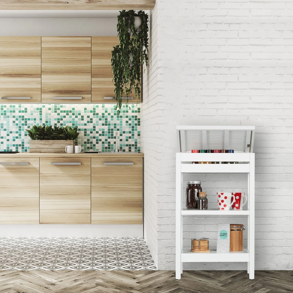 Relaxdays Balta bambukinė pastatoma lentyna