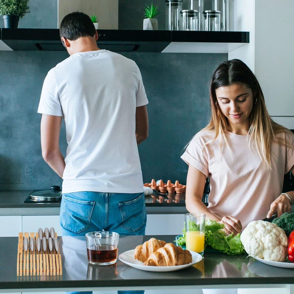 Relaxdays Bambukinis peilių blokas stalčiams