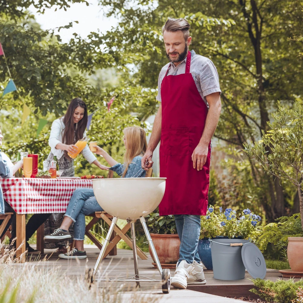 Relaxdays Pilkas pelenų kibiras su dangčiu