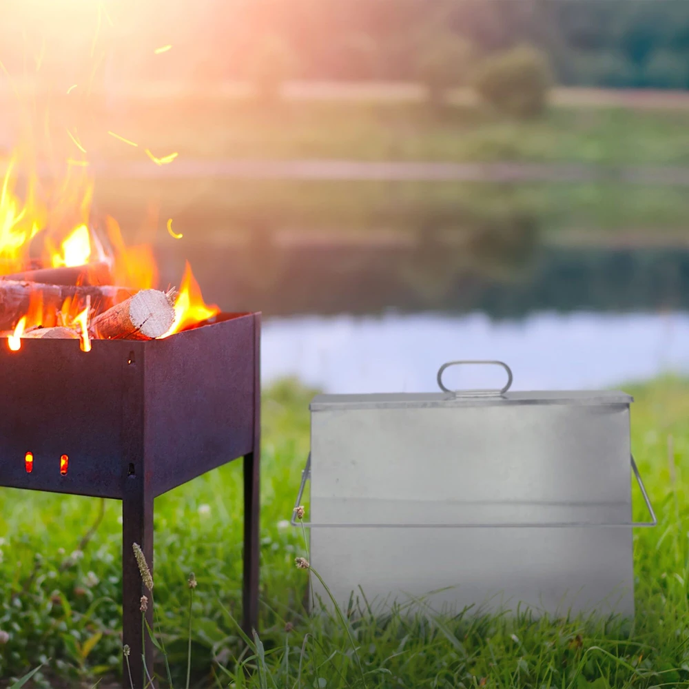 Relaxdays Kvadratinis pelenų kibiras su dangčiu