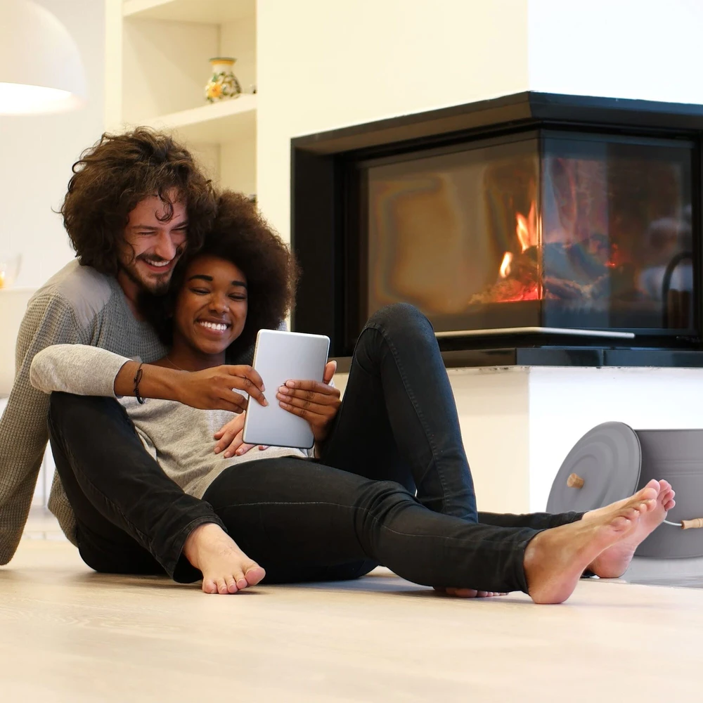 Relaxdays Pilkas pelenų kibiras su dangčiu