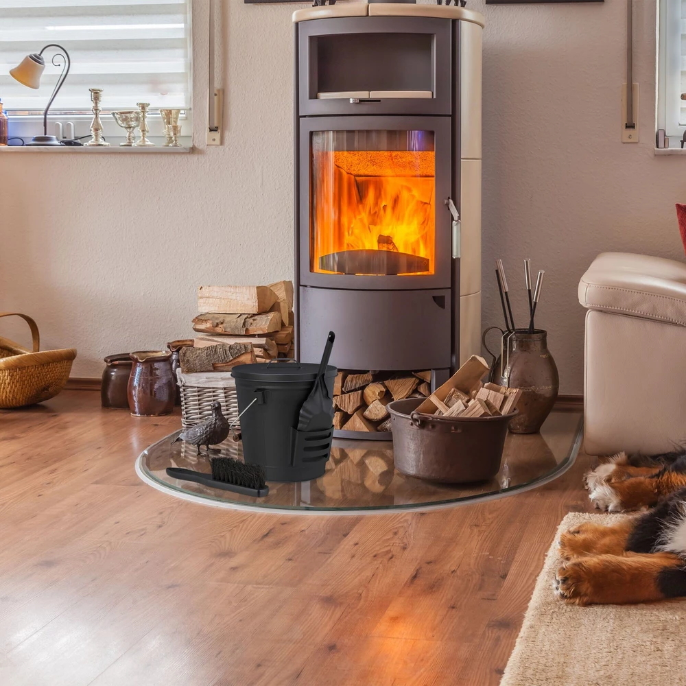 Relaxdays Pelenų kibiras su dangčiu ir šlavimo rinkinys