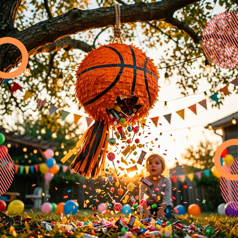Relaxdays Piñata rinkinys: kamuolys, lazda ir kaukė