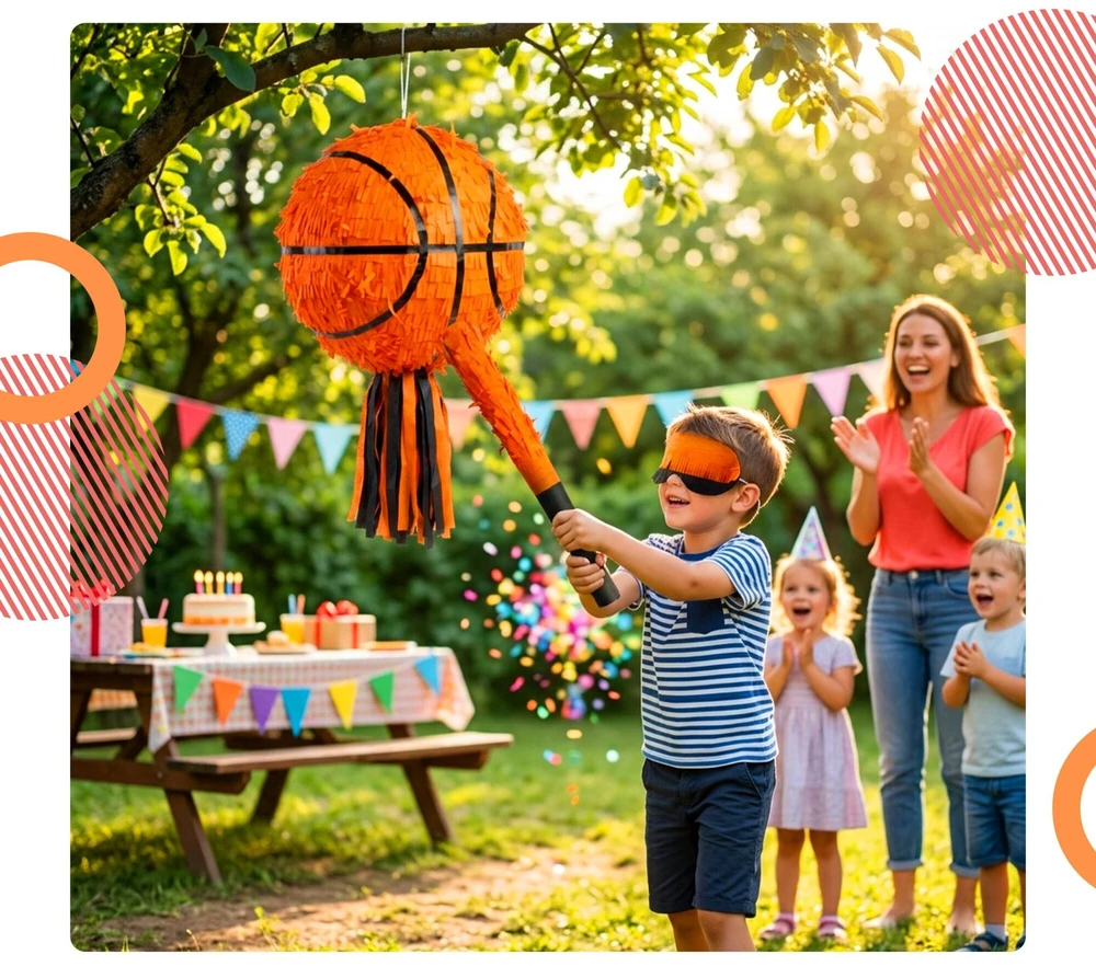 Relaxdays Piñata rinkinys: kamuolys, lazda ir kaukė