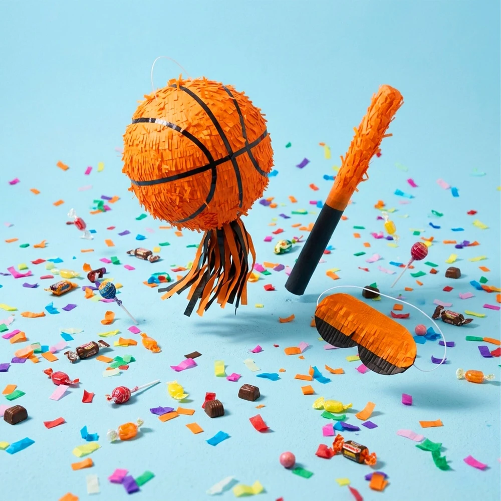 Relaxdays Piñata rinkinys: kamuolys, lazda ir kaukė
