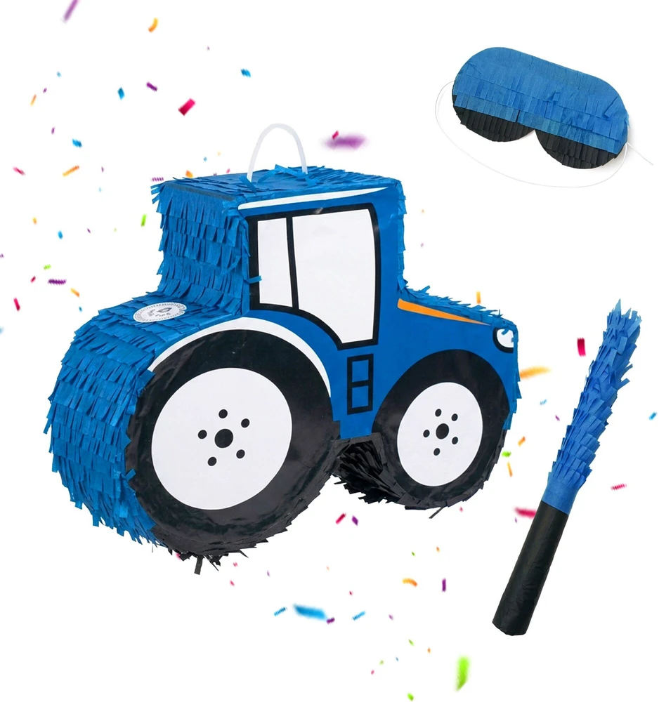 Relaxdays Traktoriaus piñata su lazda ir kauke