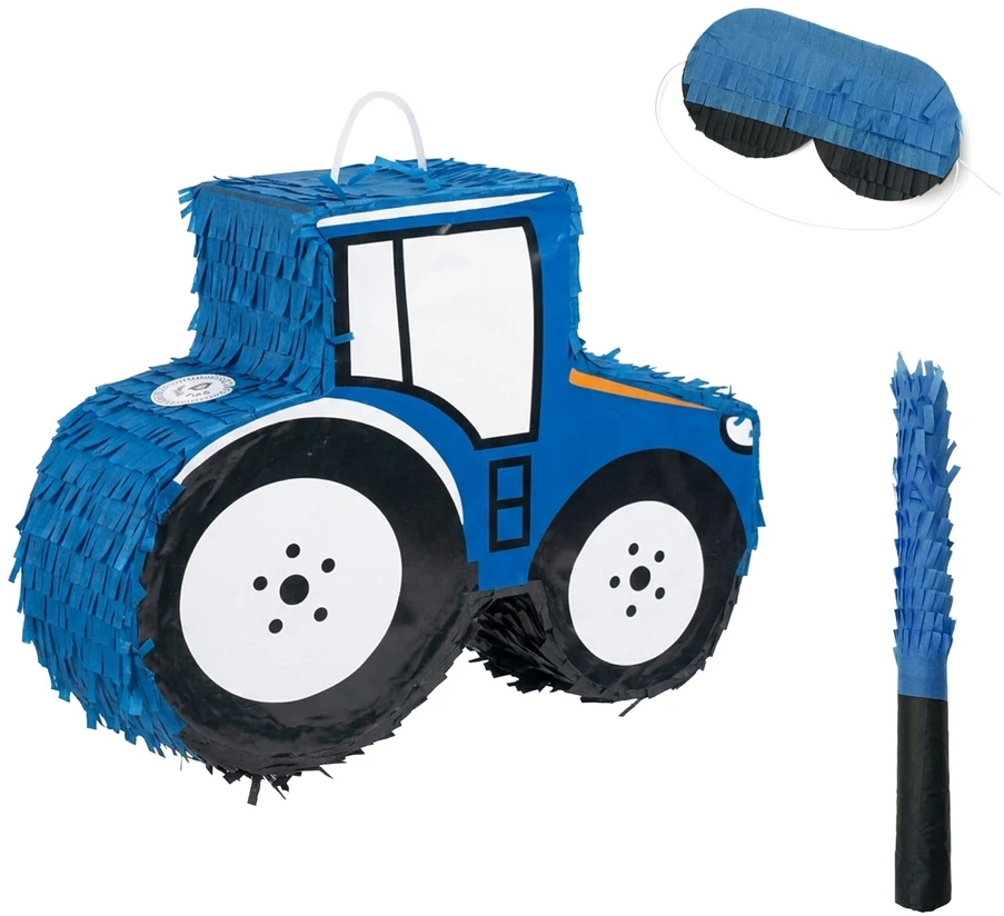 Relaxdays Traktoriaus piñata su lazda ir kauke