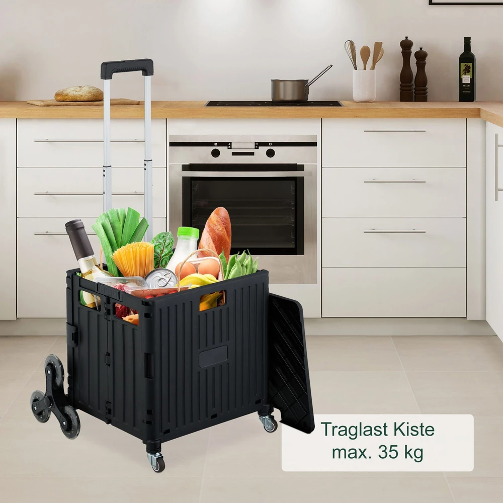 Relaxdays Pirkinių vežimėlis su 8 laiptams pritaikytais ratukais