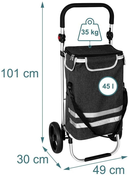 Relaxdays Sulankstomas pirkinių vežimėlis, 45 l