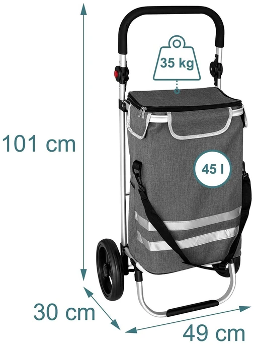 Relaxdays Sulankstomas pirkinių vežimėlis, 45 l