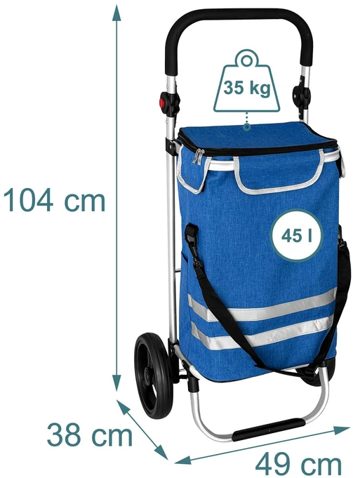 Relaxdays Sulankstomas pirkinių vežimėlis, 45 l