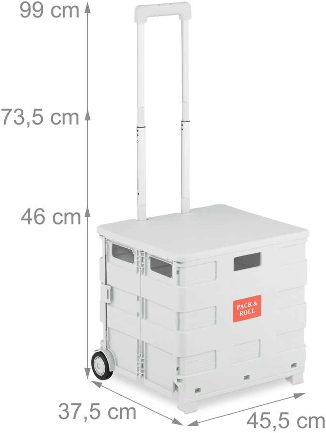 Relaxdays Pirkinių vežimėlis su dangčiu, 35 kg keliamoji galia