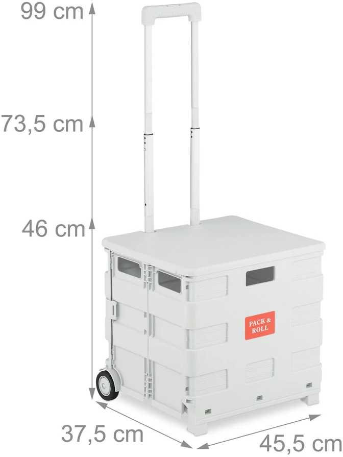 Relaxdays Pirkinių vežimėlis su dangčiu, 35 kg keliamoji galia