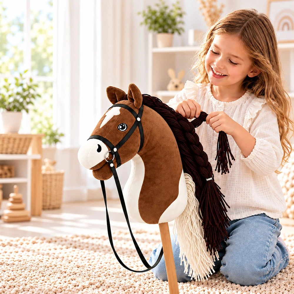 Relaxdays Pliušinis žaislinis arkliukas Hobby Horsing