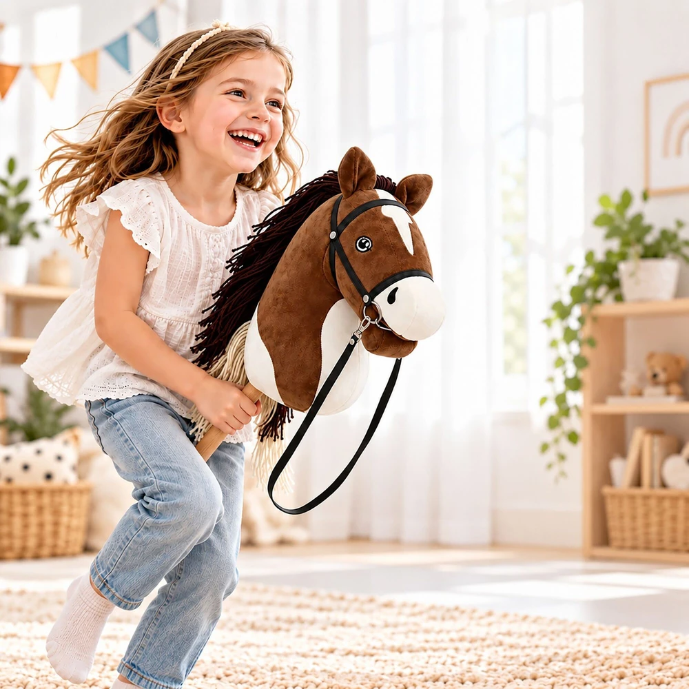 Relaxdays Pliušinis žaislinis arkliukas Hobby Horsing
