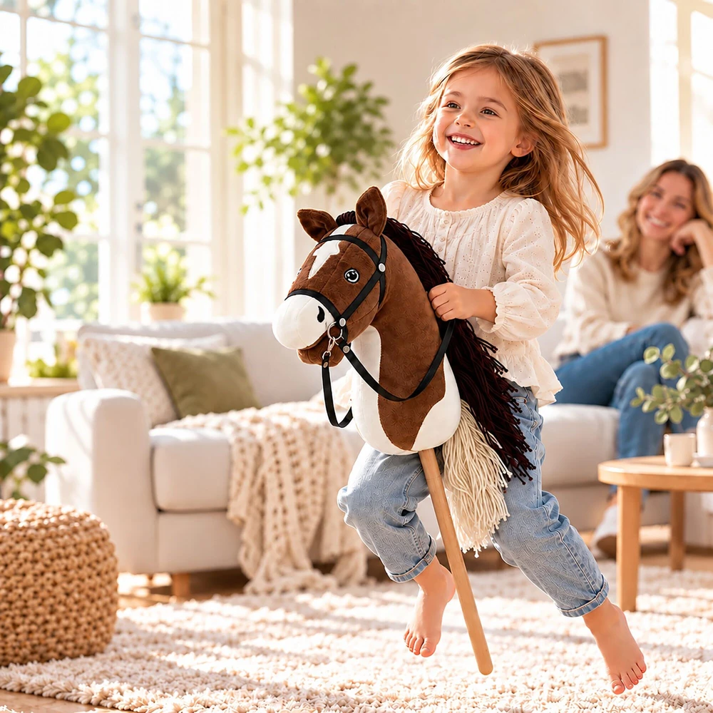 Relaxdays Pliušinis žaislinis arkliukas Hobby Horsing
