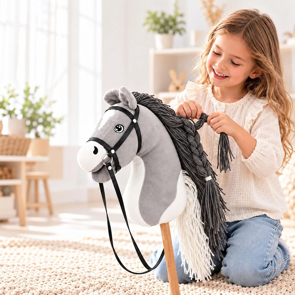Relaxdays Pliušinis jojimo arkliukas (hobby horsing)