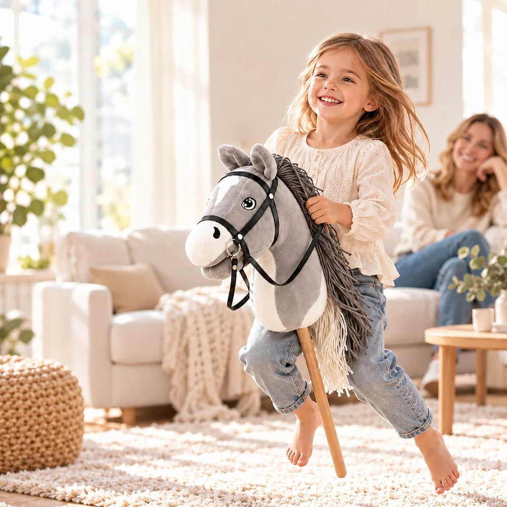 Relaxdays Pliušinis jojimo arkliukas (hobby horsing)