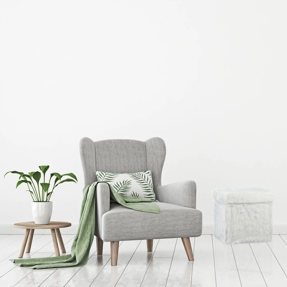 Relaxdays Pufas, 39x38x38 cm, Balta