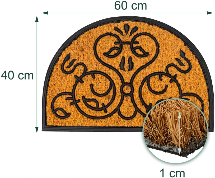 Relaxdays Pusiau apvalus durų kilimėlis su ornamentais