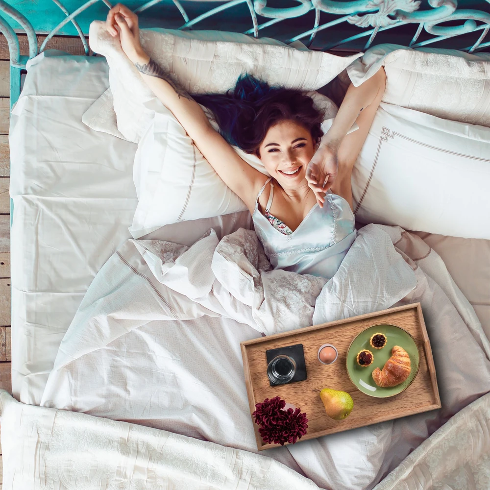 Relaxdays Sulankstomas bambukinis pusryčių padėklas