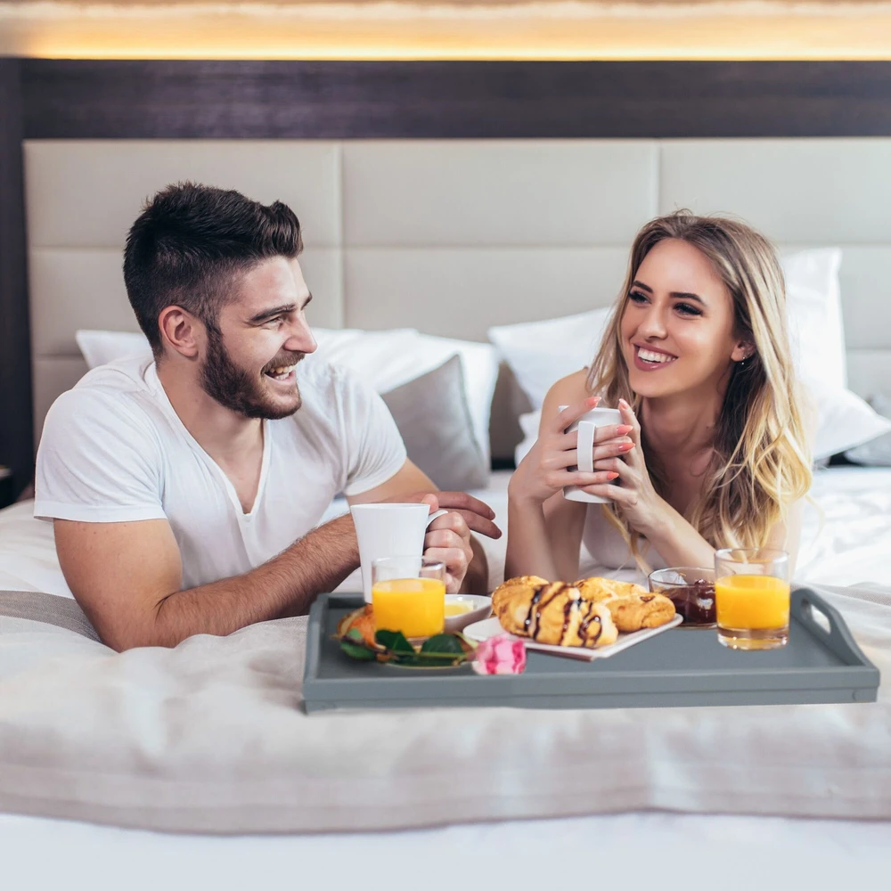 Relaxdays 2 sulankstomų bambukinių pusryčių padėklų rinkinys