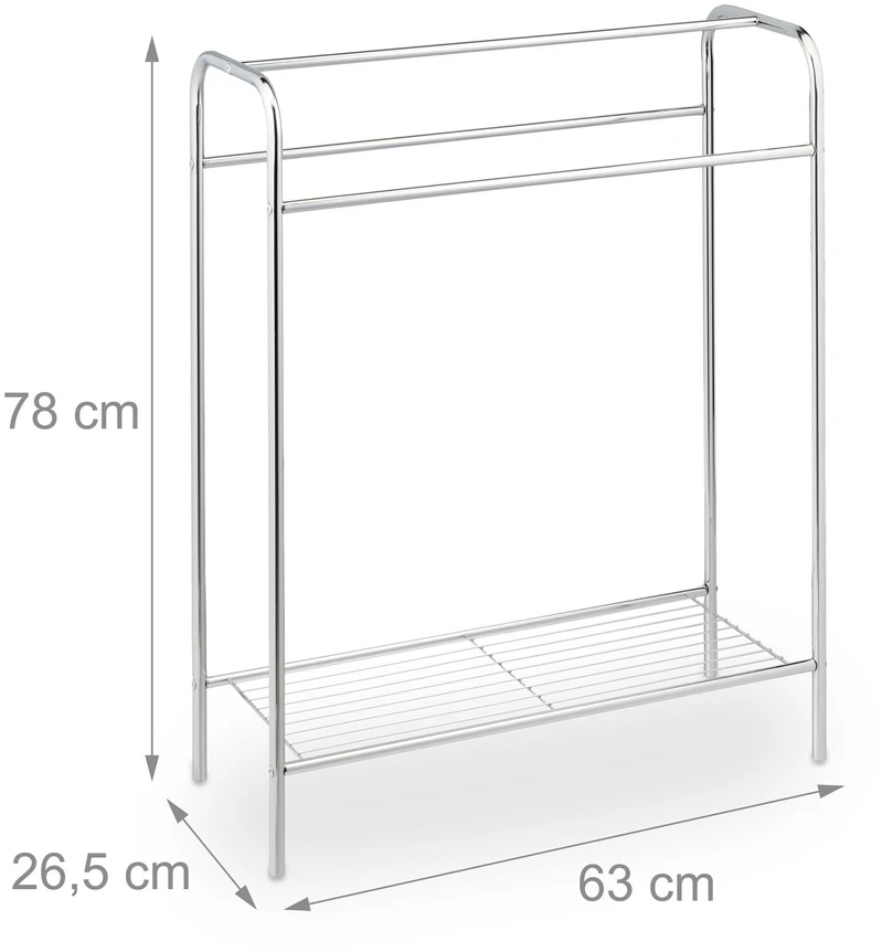 Relaxdays 3 šakų rankšluosčių stovas su lentyna